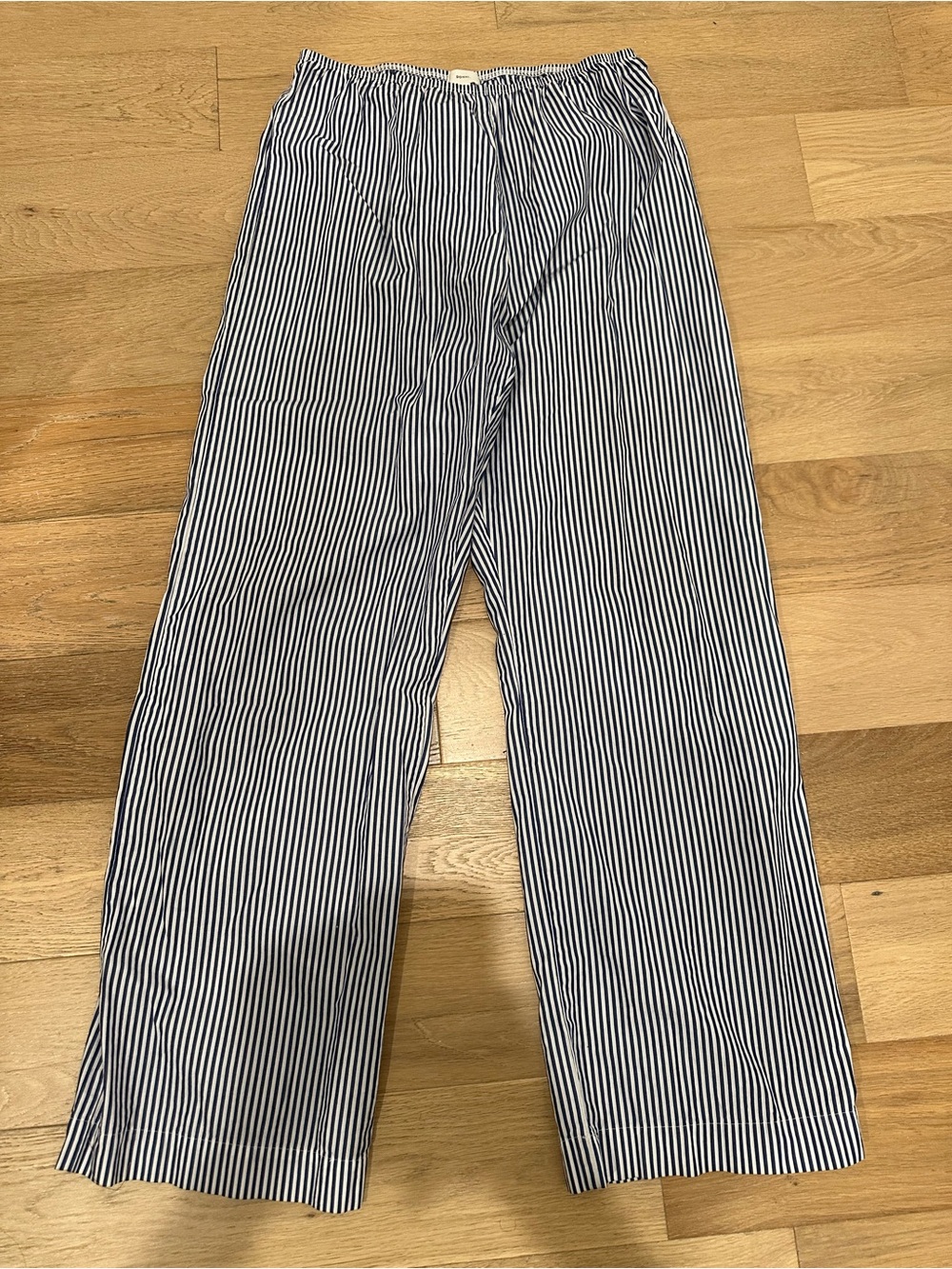 Donni Pants Womens Medium Striped Blue White The Pop Simple Pant Cotton